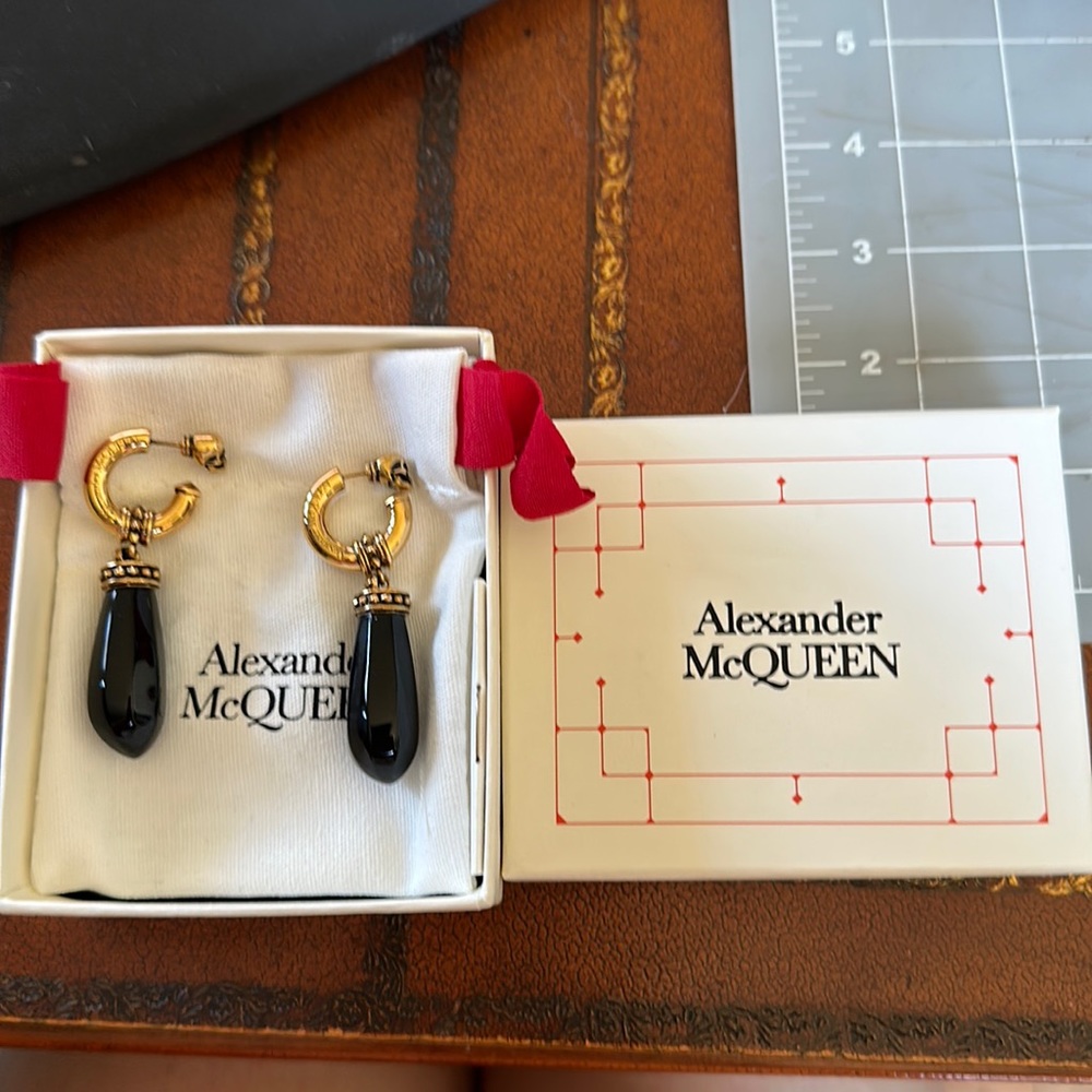 NWT Alexander McQueen black and gold earrings (pair)